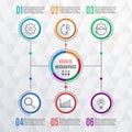 6 steps infographics for business presentation. Circle infographic template with 6 options, levels, parts, or processes. Diagram, Royalty Free Stock Photo